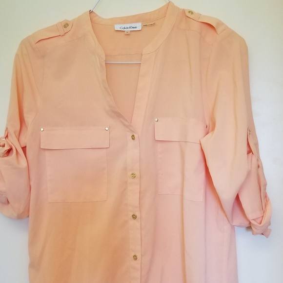 Calvin Klein Peach Blouse - Picture 1 of 9
